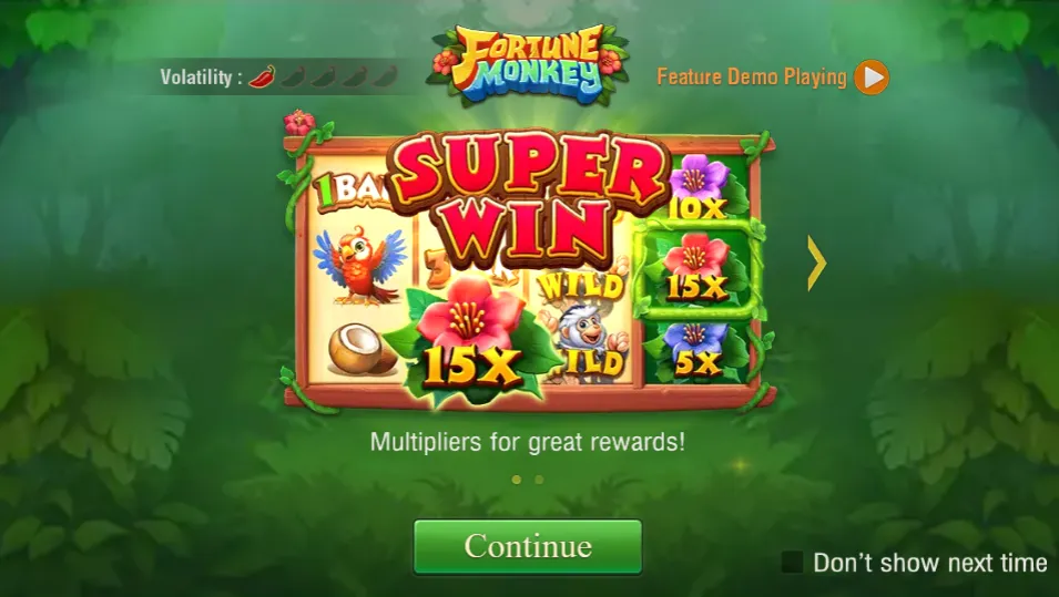 Símbolo Wild empilhado do Fortune Monkey cobrindo um rolo inteiro e ativando respins